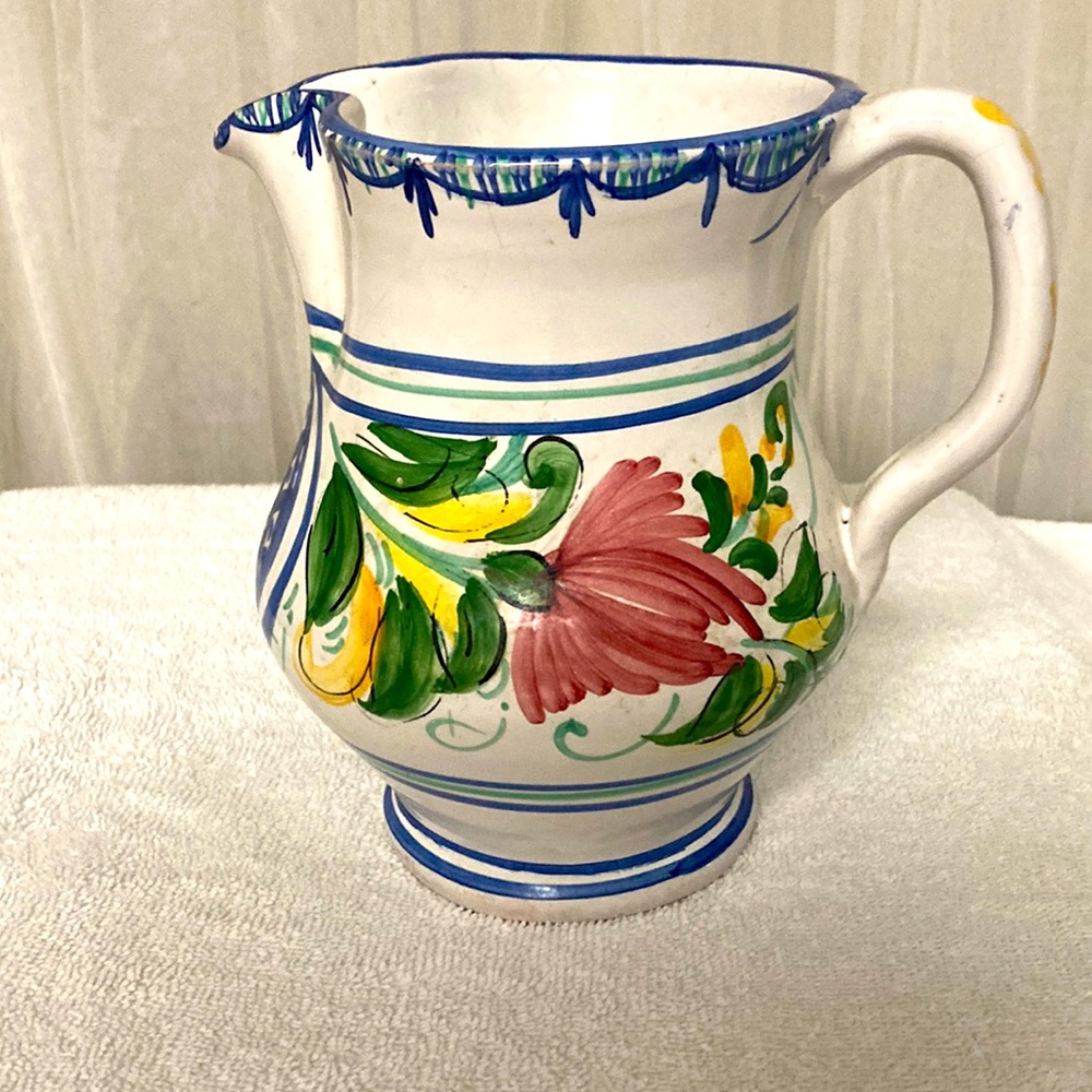 Hand Painted Floral Pitcher